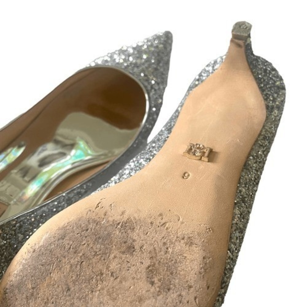 Badgley Mischka Silver Glitter Pointed Toe‎ Kitten Heel Pumps Womens Size 9 - Picture 10 of 12